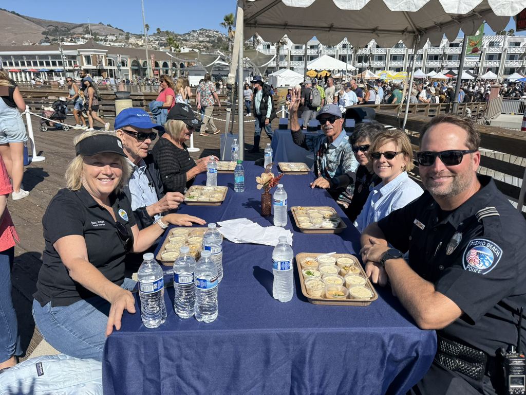 Stacy Inman judging a clam chowder competition in Pismo Beach