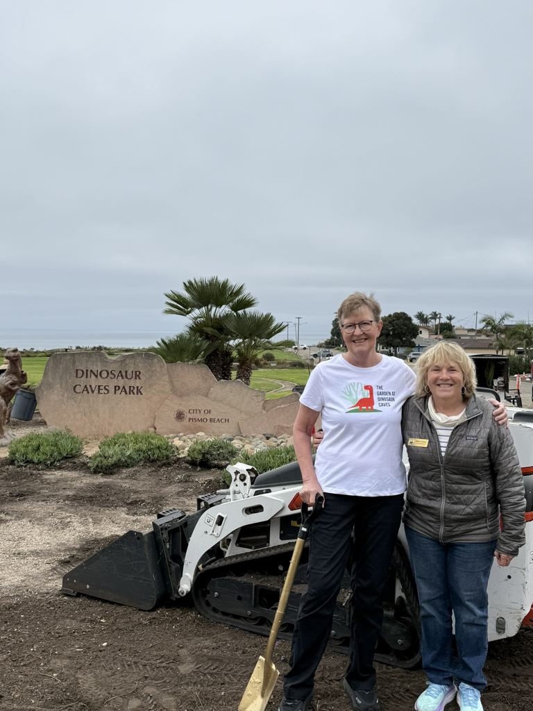 Stacy Inman with Maggie Wagner at the Dinosaur Caves Park garden renovation groundbreaking